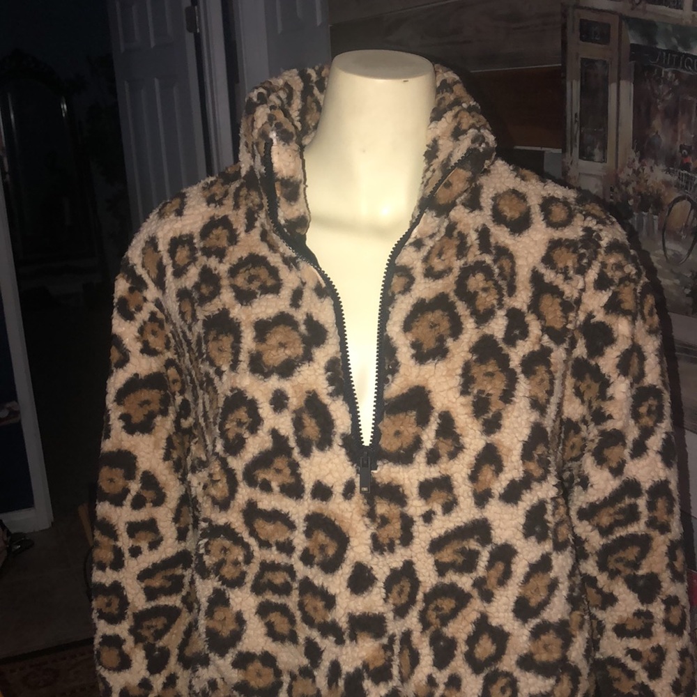 Express Animal Print Pullover Jacket With Zipper - image 2